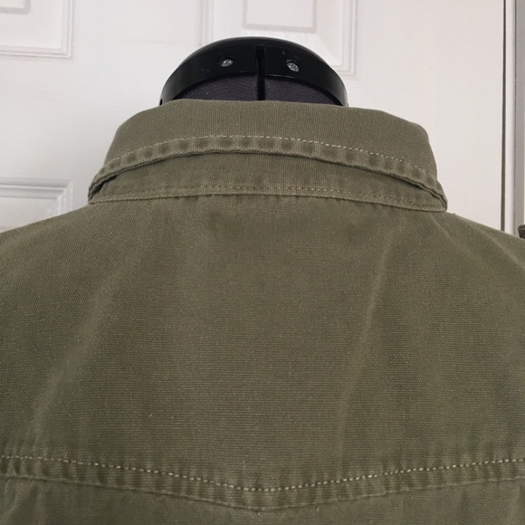 Alexander Jordan Cotton Canvas Snap Front Camp Shirt Olive Green - Picture 7 of 7